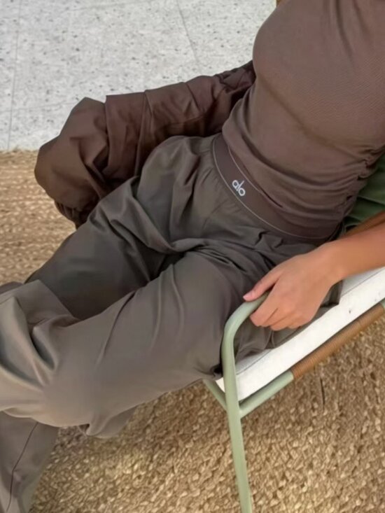 ALO Yoga Pants - 🎄Alo Yoga Suit Up Trouser Olive🧶Loose Fit | Elastic Waistband Casual Luxury